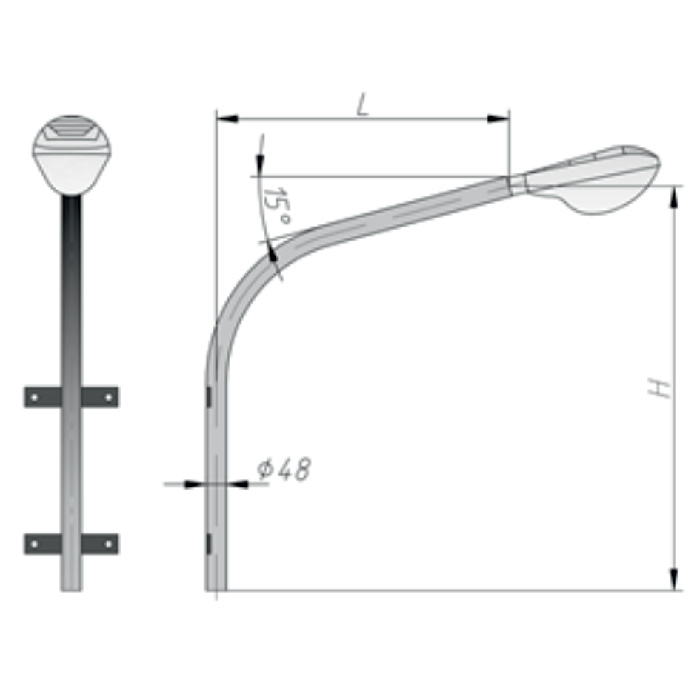 Кронштейн под один светильник приставной для любых опор освещения (трубчатые, граненные, железобетонные)